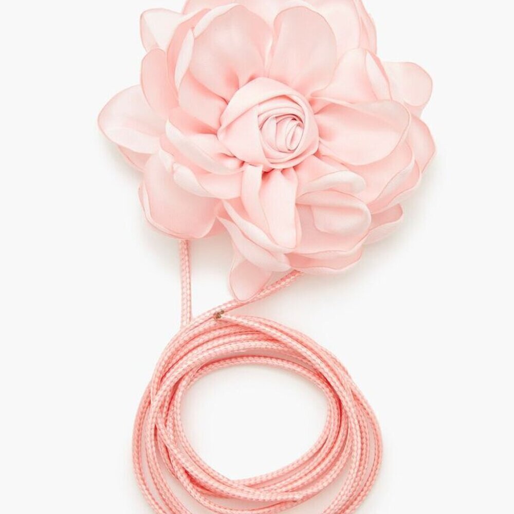 Beautiful Pink Floral design Cord Fashion Hair Tie